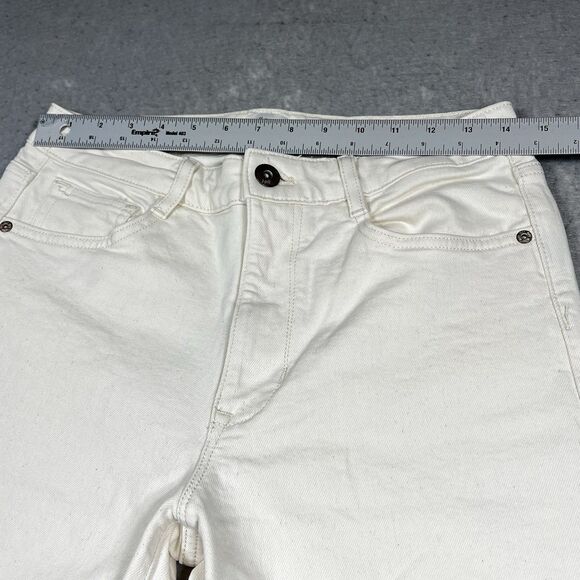 J. Jill Denim Jeans Womens Size 10 Cream High-Rise Full-Leg Crop Pants Pockets - Picture 5 of 14